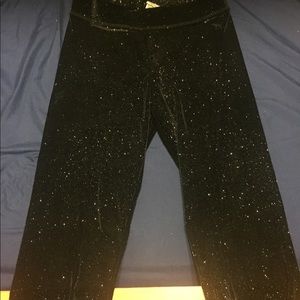 SOLD-PINK black sparkly velour leggings
